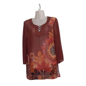 Boho floral sheer shell